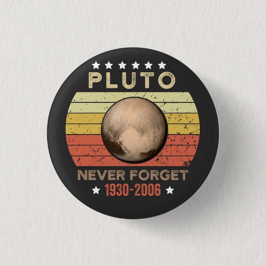 Pluto vergeet nooit 1930-2006 ronde button 3,2 cm (Voorkant)