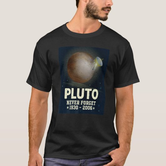 Pluto vergeet nooit 1930 2006 Science Outer Space  T-shirt (Voorkant)
