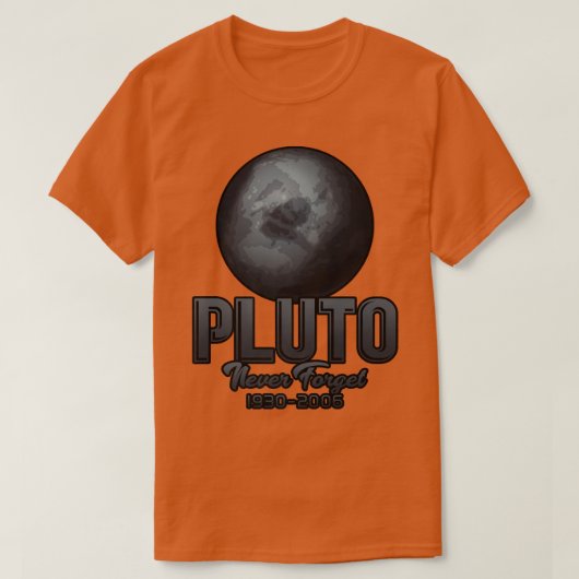 Pluto vergeet nooit 1930-2006 t-shirt (Design voorkant)