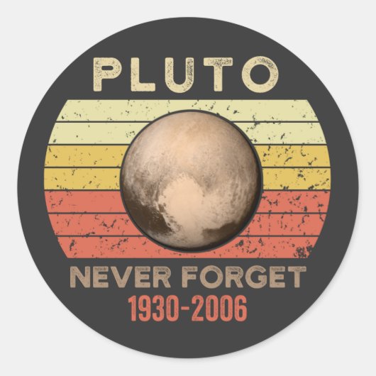 pluto vergeet nooit, eris, maan, astronomie, astro ronde sticker (Voorkant)