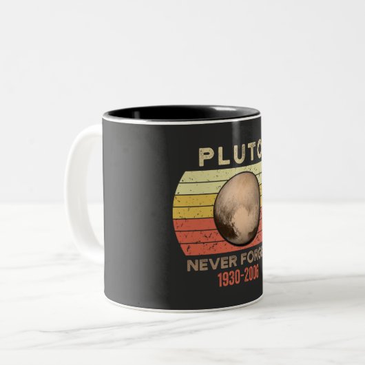 pluto vergeet nooit, eris, maan, astronomie, astro tweekleurige koffiemok (Voorkant links)