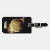 Pluto yellow planeet 3d universum space illustrati bagagelabel (Voorkant horizontaal)