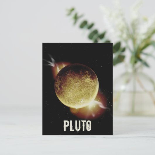 Pluto yellow planeet 3d universum space illustrati feestdagenkaart (Staand voorkant)