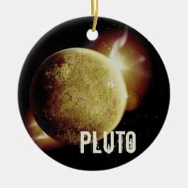 Pluto yellow planeet 3d universum space illustrati keramisch ornament