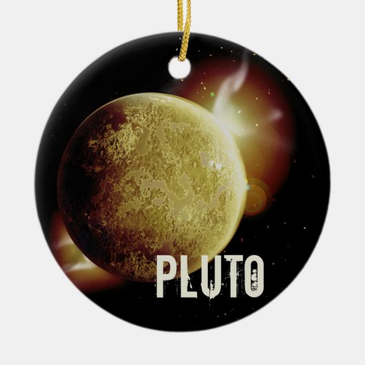 Pluto yellow planeet 3d universum space illustrati keramisch ornament (Voorkant)