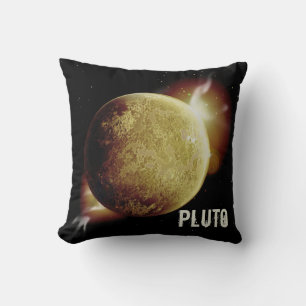 Pluto yellow planeet 3d universum space illustrati kussen
