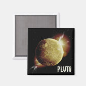Pluto yellow planeet 3d universum space illustrati magneet (Voorkant / Achterkant)