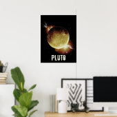 Pluto yellow planeet 3d universum space illustrati poster (Thuiskantoor)