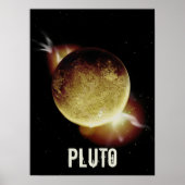Pluto yellow planeet 3d universum space illustrati poster (Voorkant)