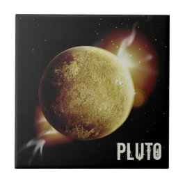 Pluto yellow planeet 3d universum space illustrati tegeltje
