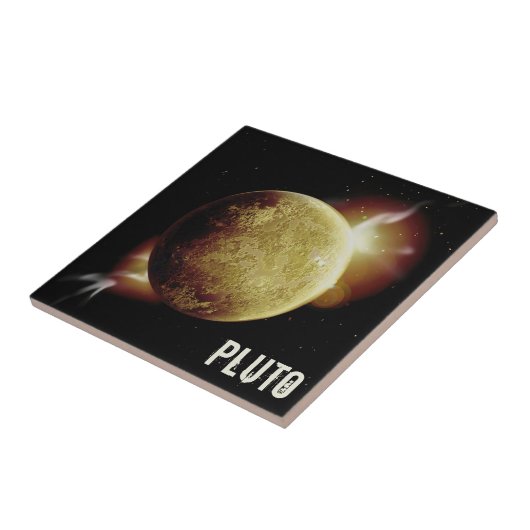 Pluto yellow planeet 3d universum space illustrati tegeltje (Zijkant)