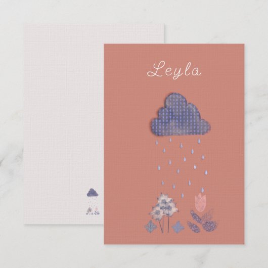 Pluviomagische wolk met blauwe en bloemkool bedankkaart (Voorkant / Achterkant)