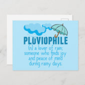 Pluviophile Rain Lover  Blue Umbrella Briefkaart (Voorkant / Achterkant)