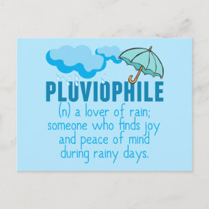 Pluviophile Rain Lover  Blue Umbrella Briefkaart