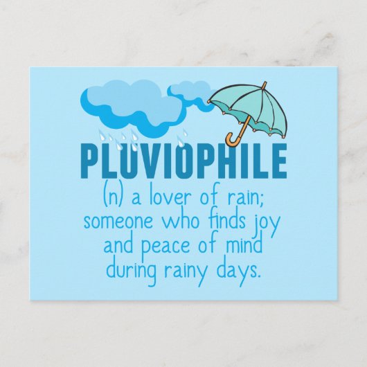 Pluviophile Rain Lover  Blue Umbrella Briefkaart (Voorkant)