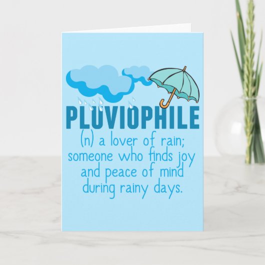 Pluviophile Rain Lover  Blue Umbrella Kaart (Voorkant)