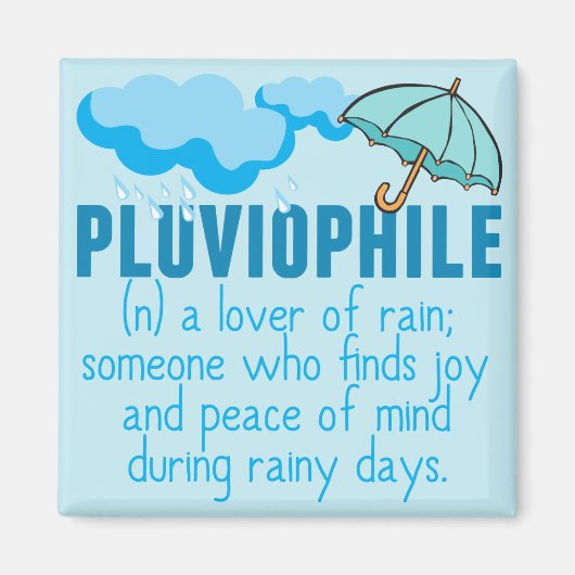Pluviophile Rain Lover Blue Umbrella Magneet (Voorkant)