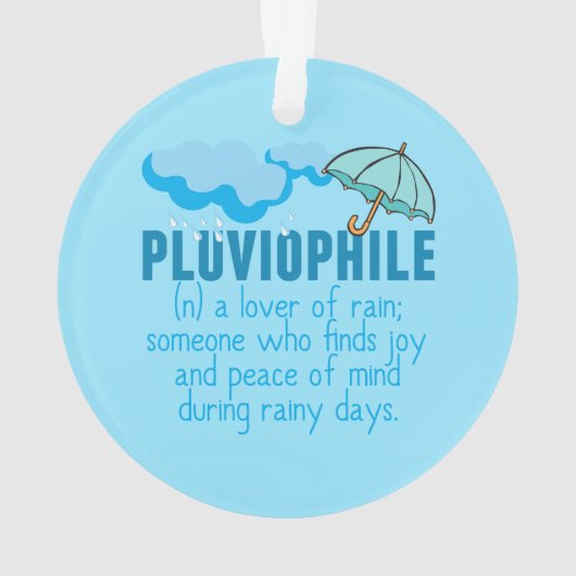 Pluviophile Rain Lover  Blue Umbrella Ornament (achterkant)