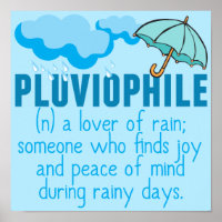 Pluviophile Rain Lover  Blue Umbrella