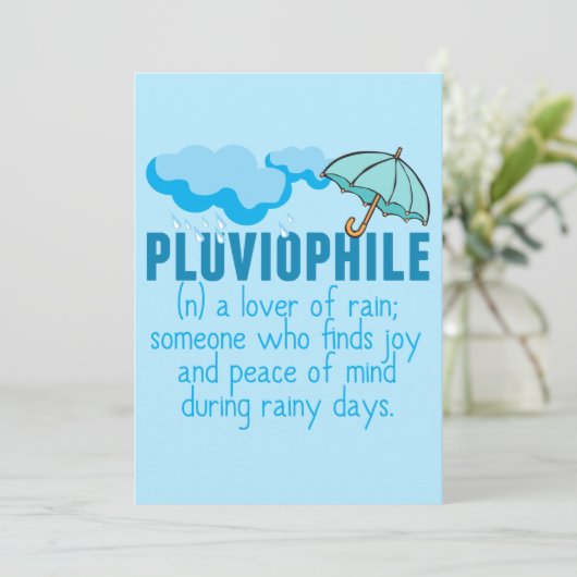 Pluviophile Rain Lover Cute Blue Umbrella Kaart (Staand voorkant)