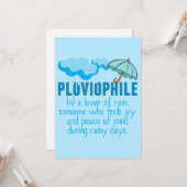 Pluviophile Rain Lover Cute Blue Umbrella Kaart (Voorkant / Achterkant in situ)