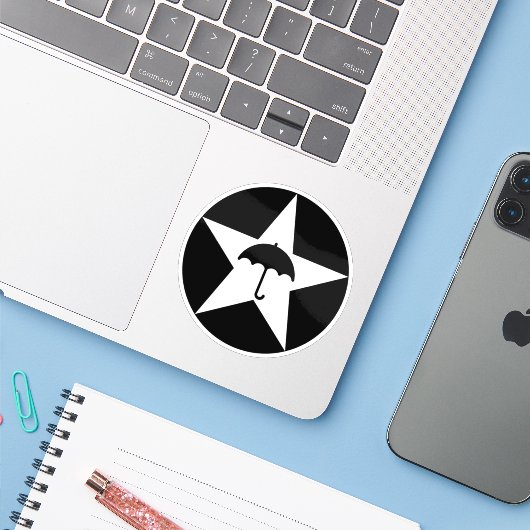 Pluviophile Star v2 (wit) Sticker (Laptop met iPhone)