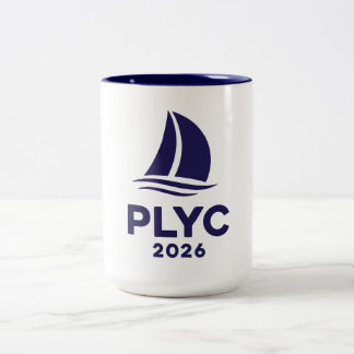 PLYC 2026 White Mug with Navy Interior Tweekleurige Koffiemok