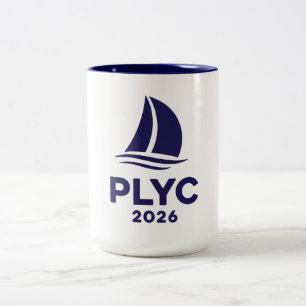 PLYC 2026 witte mok met marineblauwe binnenkant 