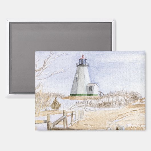 Plymought Lighthouse Watercolor Magneet (Voorkant / Achterkant)