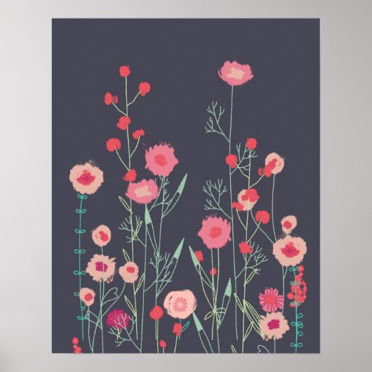 Plymouth Bloemen Donkere Boho Bloemstuk Poster (Voorkant)