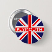 Plymouth : Britse vlag Ronde Button 5,7 Cm (Voorkant /achterkant)