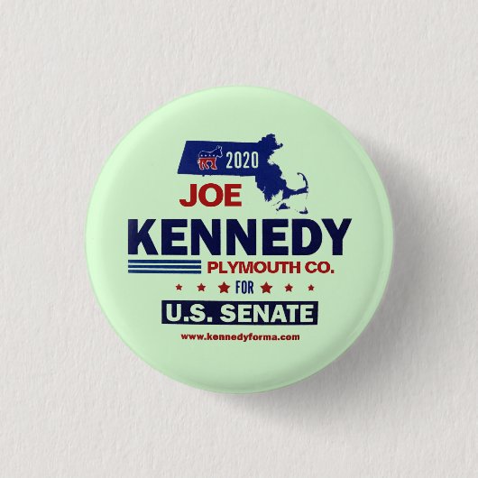 Plymouth County voor Joe Kennedy 2020 Ronde Button 3,2 Cm (Voorkant)