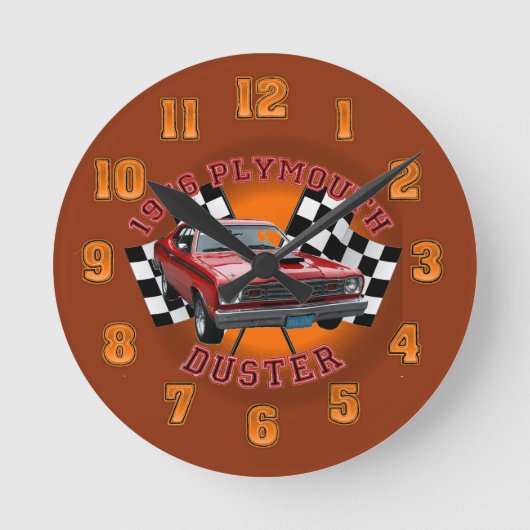 Plymouth Duster Wall Clock uit 1976. Ronde Klok (Voorkant)