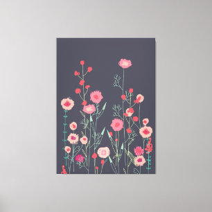 Plymouth Flowers Dark Boho Floral Painting Canvas Afdruk