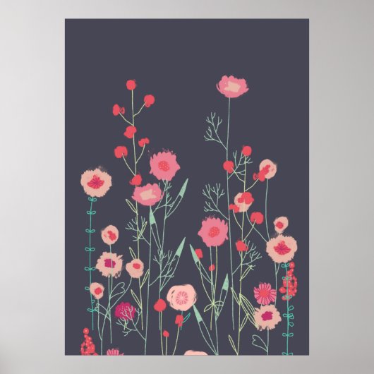 Plymouth Flowers Dark Boho Floral Poster (Voorkant)