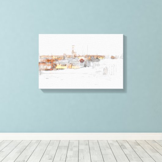 Plymouth Harbour Canvas Print (Insitu (Houten vloer))