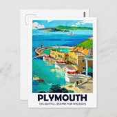 Plymouth, landschap op zee, oldtimers briefkaart (Voorkant / Achterkant)
