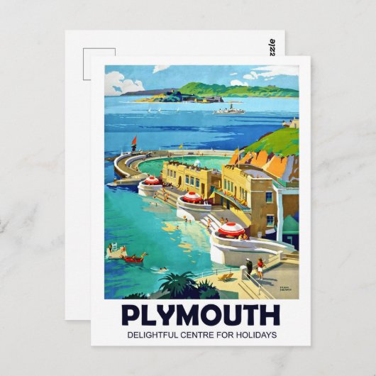 Plymouth, landschap op zee, oldtimers briefkaart (Voorkant / Achterkant)