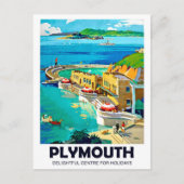 Plymouth, landschap op zee, oldtimers briefkaart (Voorkant)