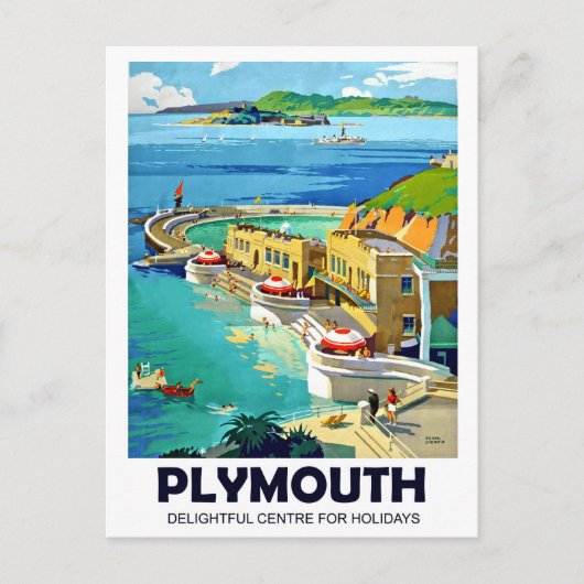 Plymouth, landschap op zee, oldtimers briefkaart (Voorkant)