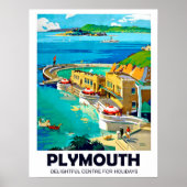 Plymouth, landschap op zee, oldtimers poster (Voorkant)