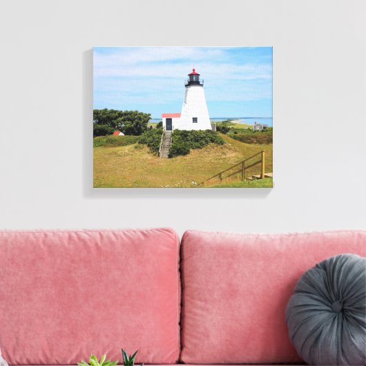 Plymouth Lighthouse, "de Gurnet" Massachusetts Canvas Afdruk (Insitu (Woonkamer))