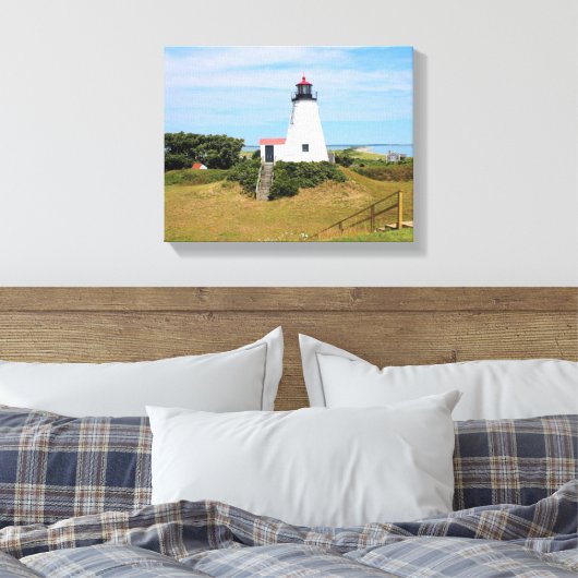 Plymouth Lighthouse, "de Gurnet" Massachusetts Canvas Afdruk (Insitu (Slaapkamer))