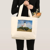 Plymouth Lighthouse, "de Gurnet" Massachusetts Grote Tote Bag (Voorkant (product))