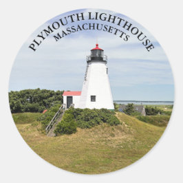Plymouth Lighthouse, Massachusetts Ronde Stickers