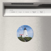 Plymouth Lighthouse, Massachusetts Round Magnet (Insitu (Vaatwasser))