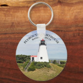 Plymouth Lighthouse, Massachusetts Round Sleutelha Sleutelhanger (Voorkant)