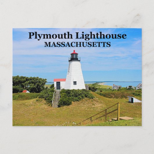 Plymouth Lighthouse, "The Gurnet", MA Briefkaart (Voorkant)
