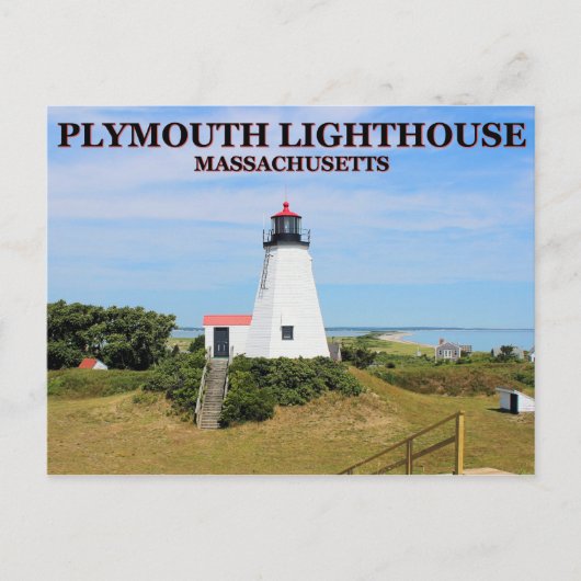 Plymouth Lighthouse, "The Gurnet", MA Briefkaart (Voorkant)