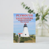 Plymouth Lighthouse, "The Gurnet", MA Briefkaart (Staand voorkant)